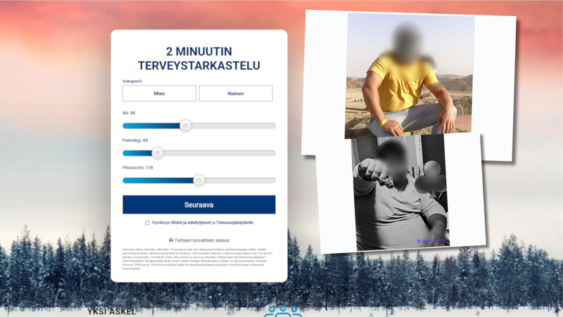 Huijaussivusto lupaa kahden minuutin terveystarkastuksen. Kuvassa unkarilaiset miehet, jotka kytkeytyvät huijaukseen.